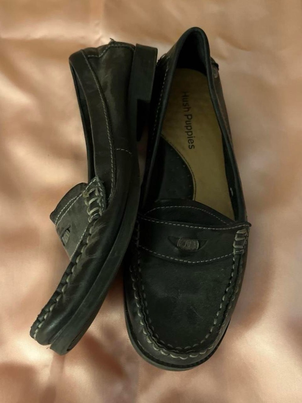Hush Puppies Women’s Black Leather Penny Loafers